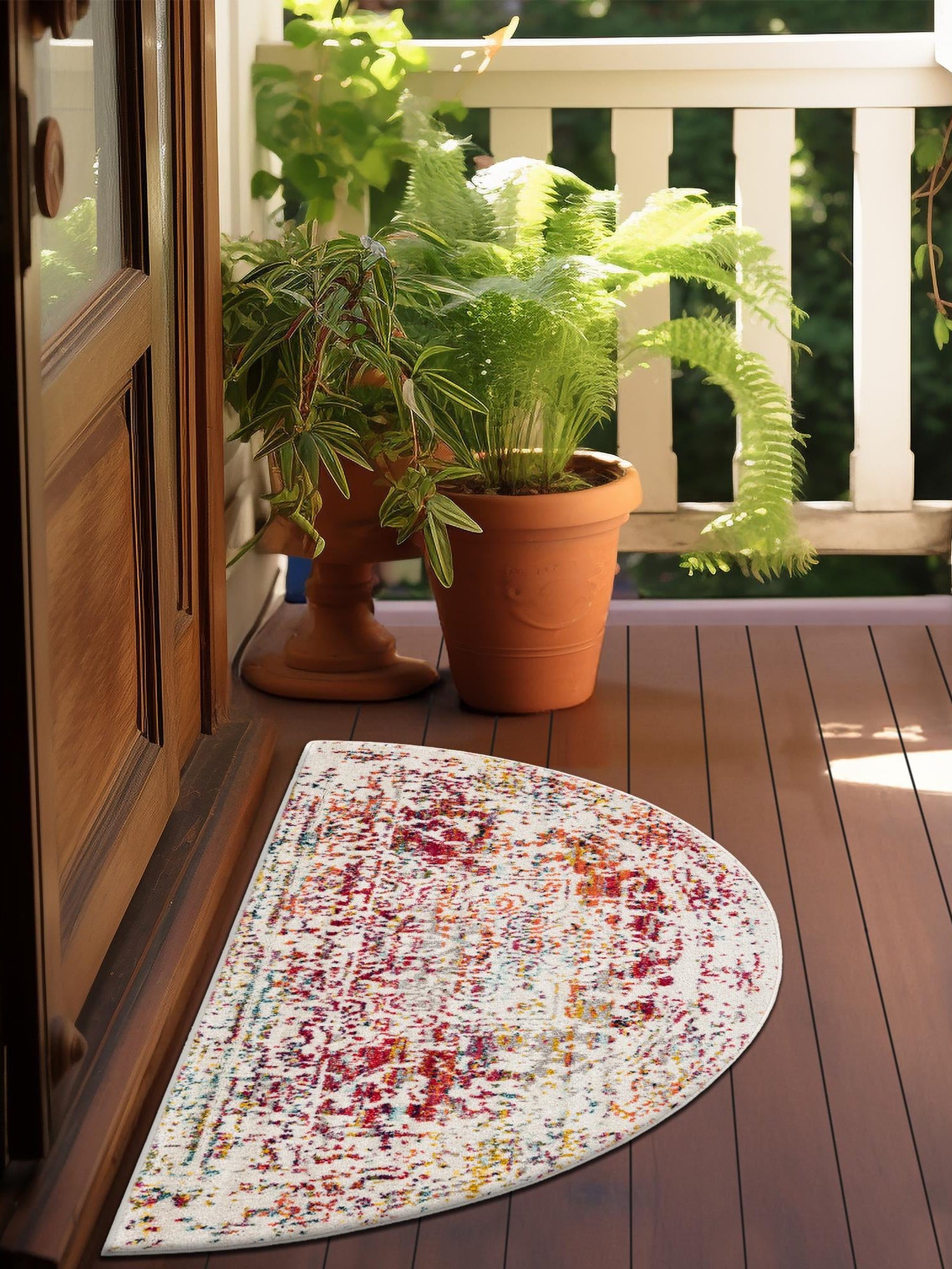 Multicolor 2' 7 x 4' 1 Richmond Hearth Half-Round Semicircle Area Rug Vintage Distressed Look Traditional Design Carpet for Unique Home Interior Design for Sale at Rug Engine