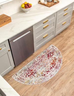 Multicolor 2' 7 x 4' 1 Richmond Hearth Half-Round Semicircle Area Rug Vintage Distressed Look Traditional Design Carpet for Unique Home Interior Design for Sale at Rug Engine