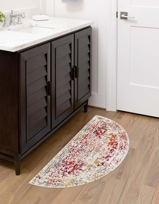 Multicolor 2' 2 x 3' 7 Richmond Hearth Half-Round Semicircle Area Rug Vintage Distressed Look Traditional Design Carpet for Unique Home Interior Design for Sale at Rug Engine