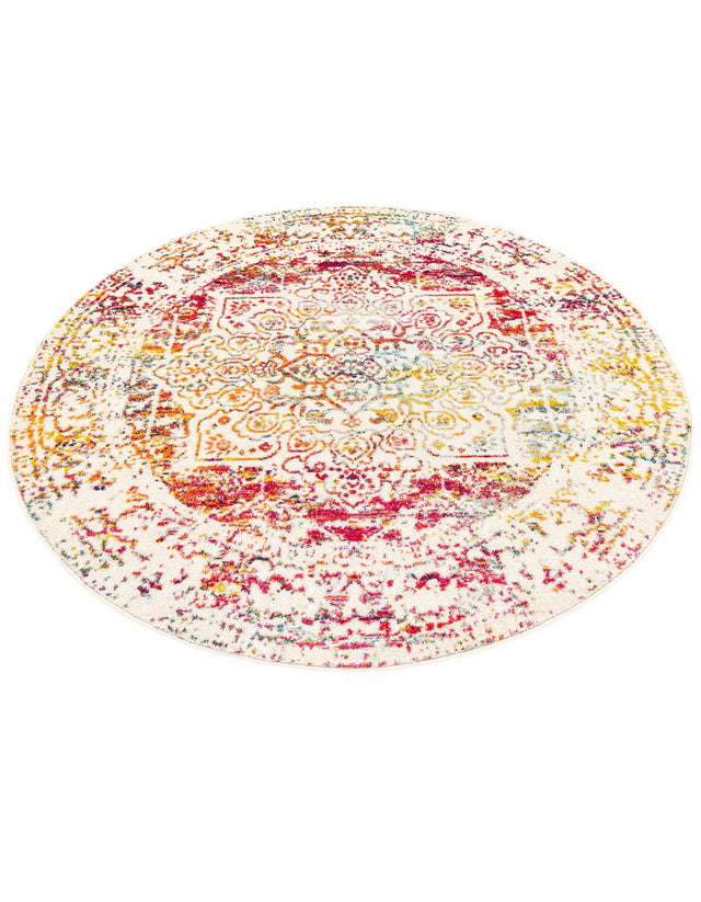 Light Multicolor 6' 1 x 6' 1 Richmond Round Area Rug Vintage Distressed Look Traditional Design Carpet for Unique Home Interior Design for Sale at Rug Engine