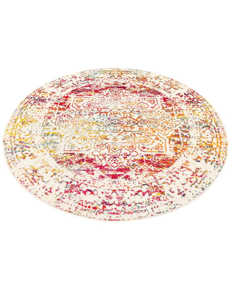 Light Multicolor 6' 1 x 6' 1 Richmond Round Area Rug Vintage Distressed Look Traditional Design Carpet for Unique Home Interior Design for Sale at Rug Engine