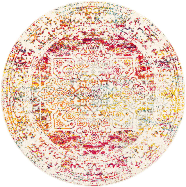 Light Multicolor 6' 1 x 6' 1 Richmond Round Area Rug Vintage Distressed Look Traditional Design Carpet for Unique Home Interior Design for Sale at Rug Engine