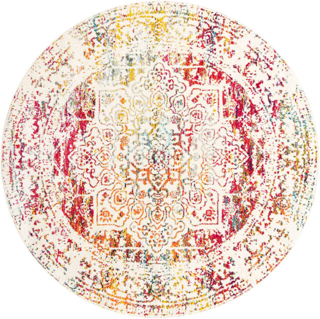 Light Multicolor 7' 1 x 7' 1 Richmond Round Area Rug Vintage Distressed Look Traditional Design Carpet for Unique Home Interior Design for Sale at Rug Engine
