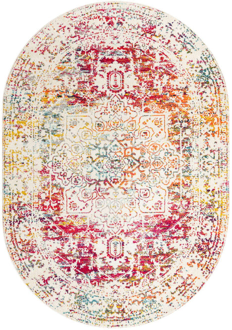 Light Multicolor 7' 1 x 10' Richmond Oval Area Rug Vintage Distressed Look Traditional Design Carpet for Unique Home Interior Design for Sale at Rug Engine