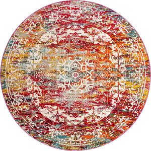 Multicolor 10' x 10' Richmond Round Area Rug Vintage Distressed Look Traditional Design Carpet for Unique Home Interior Design for Sale at Rug Engine