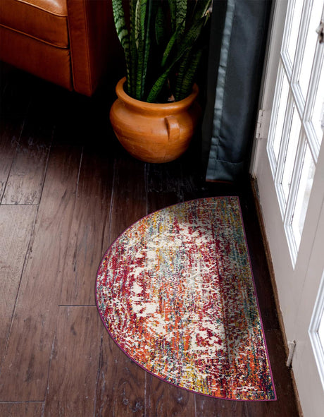 Multicolor 2' 2 x 3' 7 Richmond Hearth Half-Round Semicircle Area Rug Vintage Distressed Look Traditional Design Carpet for Unique Home Interior Design for Sale at Rug Engine