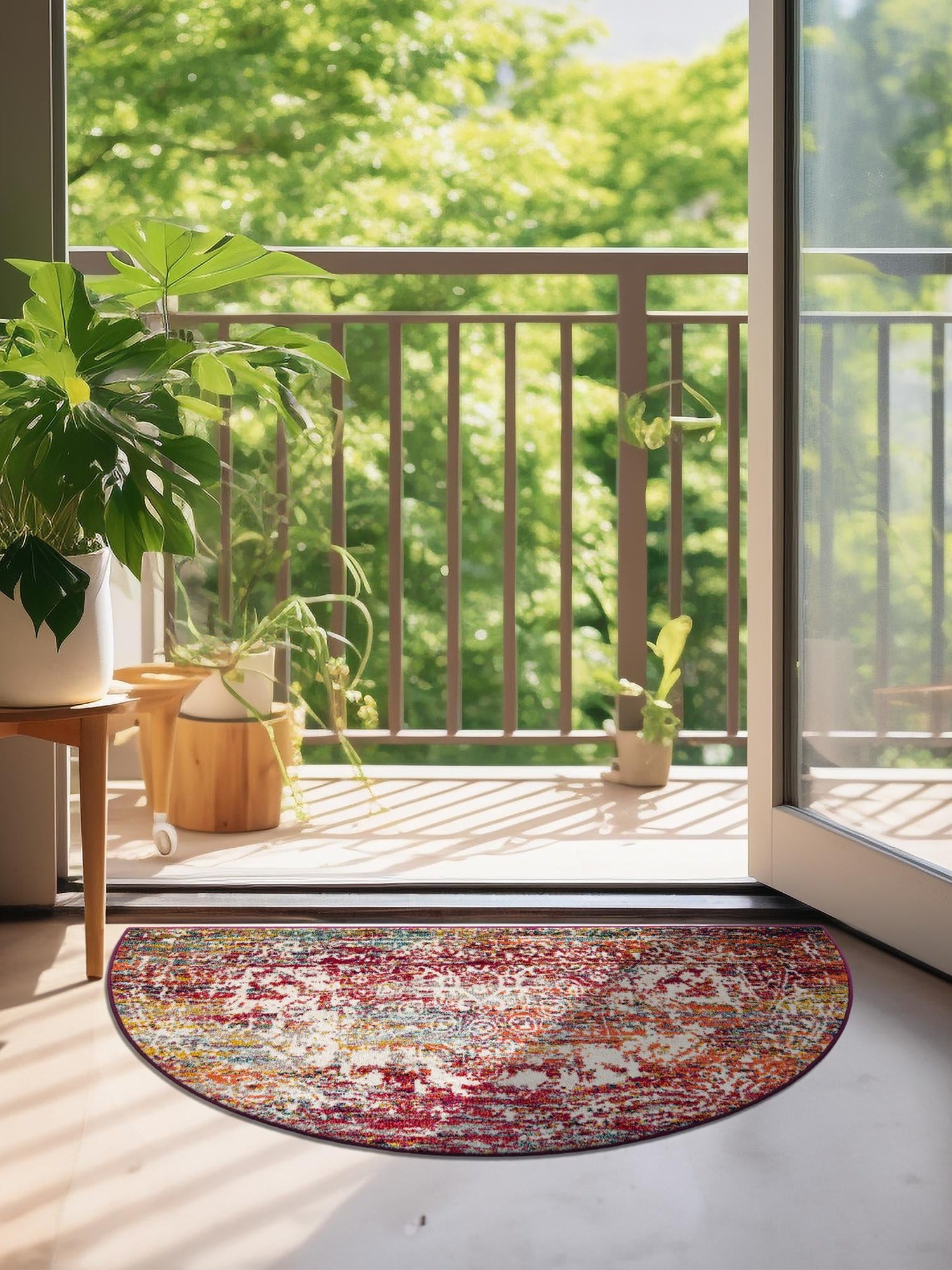 Multicolor 2' 2 x 3' 7 Richmond Hearth Half-Round Semicircle Area Rug Vintage Distressed Look Traditional Design Carpet for Unique Home Interior Design for Sale at Rug Engine