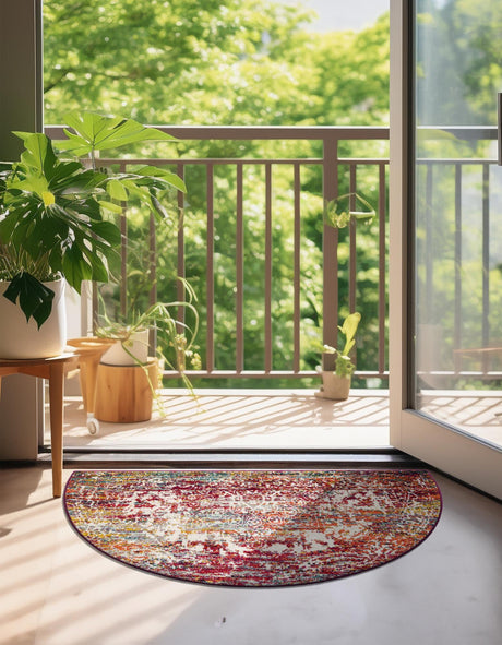 Multicolor 2' 2 x 3' 7 Richmond Hearth Half-Round Semicircle Area Rug Vintage Distressed Look Traditional Design Carpet for Unique Home Interior Design for Sale at Rug Engine