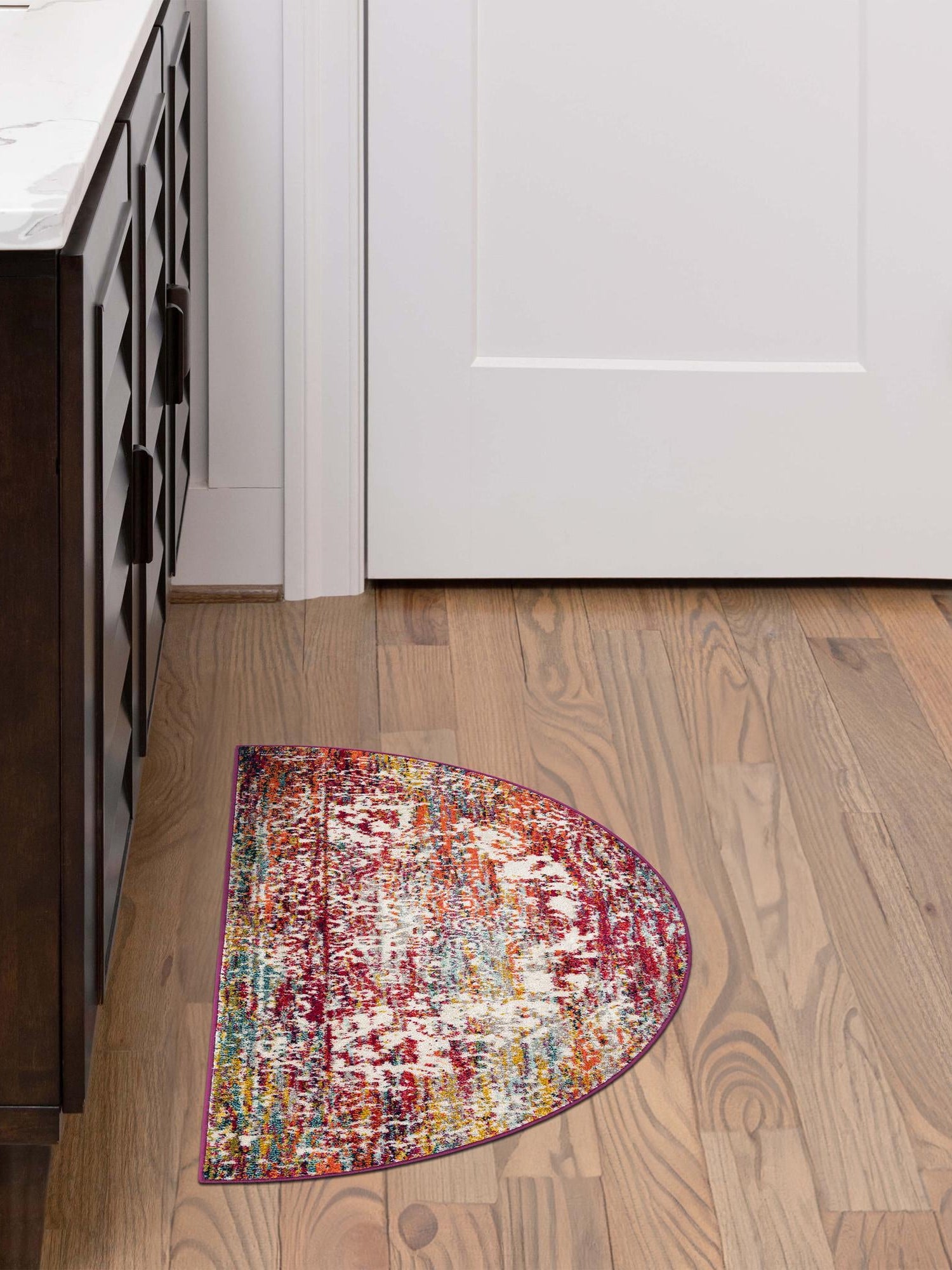 Multicolor 2' 2 x 3' 7 Richmond Hearth Half-Round Semicircle Area Rug Vintage Distressed Look Traditional Design Carpet for Unique Home Interior Design for Sale at Rug Engine
