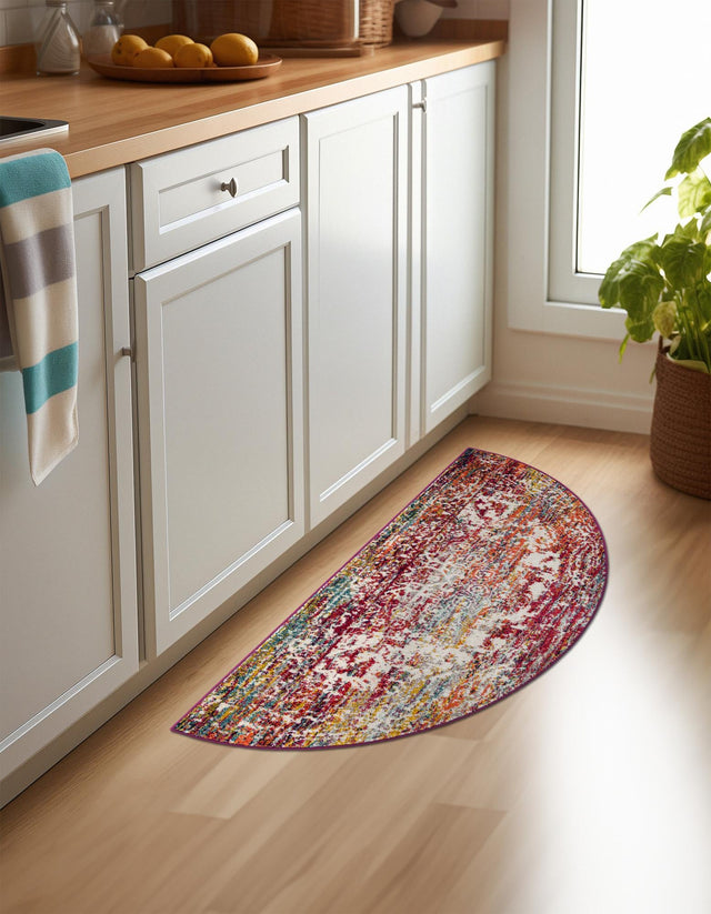 Multicolor 2' 2 x 3' 7 Richmond Hearth Half-Round Semicircle Area Rug Vintage Distressed Look Traditional Design Carpet for Unique Home Interior Design for Sale at Rug Engine
