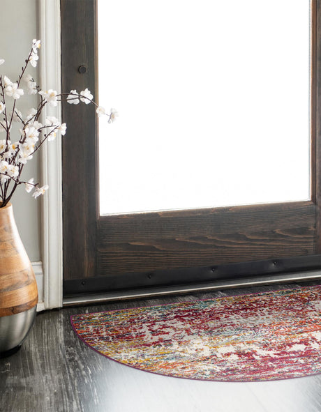 Multicolor 3' 1 x 6' 1 Richmond Hearth Half-Round Semicircle Area Rug Vintage Distressed Look Traditional Design Carpet for Unique Home Interior Design for Sale at Rug Engine