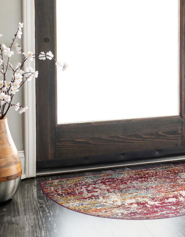 Multicolor 3' 1 x 6' 1 Richmond Hearth Half-Round Semicircle Area Rug Vintage Distressed Look Traditional Design Carpet for Unique Home Interior Design for Sale at Rug Engine