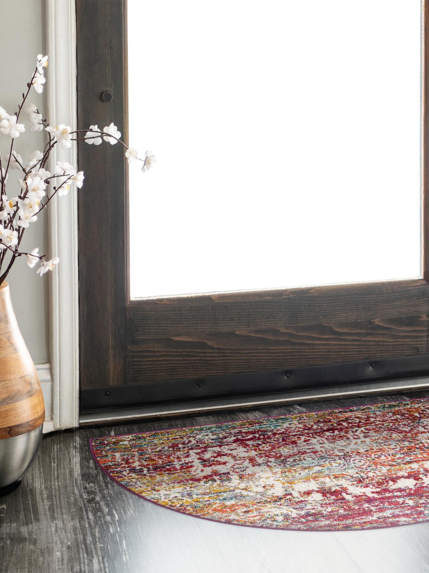 Multicolor 2' 2 x 3' 7 Richmond Hearth Half-Round Semicircle Area Rug Vintage Distressed Look Traditional Design Carpet for Unique Home Interior Design for Sale at Rug Engine