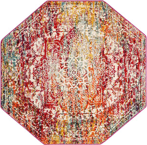 Multicolor 6' 1 x 6' 1 Richmond Octagon Area Rug Vintage Distressed Look Traditional Design Carpet for Unique Home Interior Design for Sale at Rug Engine