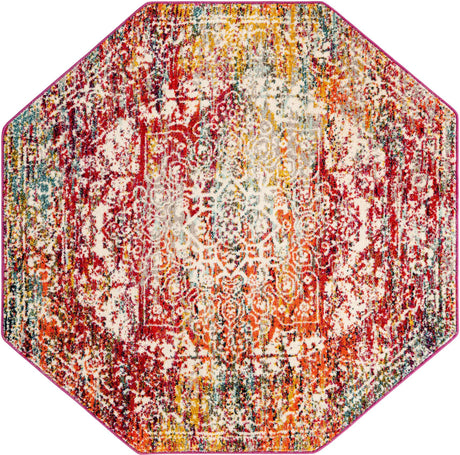 Multicolor 6' 1 x 6' 1 Richmond Octagon Area Rug Vintage Distressed Look Traditional Design Carpet for Unique Home Interior Design for Sale at Rug Engine