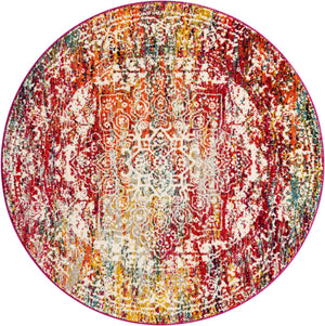 Multicolor 6' 1 x 6' 1 Richmond Round Area Rug Vintage Distressed Look Traditional Design Carpet for Unique Home Interior Design for Sale at Rug Engine