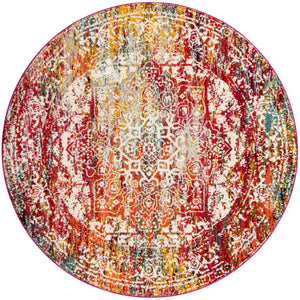 Multicolor 7' 1 x 7' 1 Richmond Round Area Rug Vintage Distressed Look Traditional Design Carpet for Unique Home Interior Design for Sale at Rug Engine