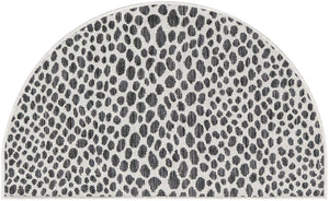 Black 2' 2 x 3' 7 Jill Zarin Outdoor Hearth Half-Round Semicircle Area Rug Weather Resistant for Patio, Deck, Terrace, Balcony, Porch Durable 100% Polypropylene Carpet for Outside for Sale at Rug Engine