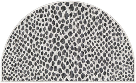 Black 2' 2 x 3' 7 Jill Zarin Outdoor Hearth Half-Round Semicircle Area Rug Weather Resistant for Patio, Deck, Terrace, Balcony, Porch Durable 100% Polypropylene Carpet for Outside for Sale at Rug Engine