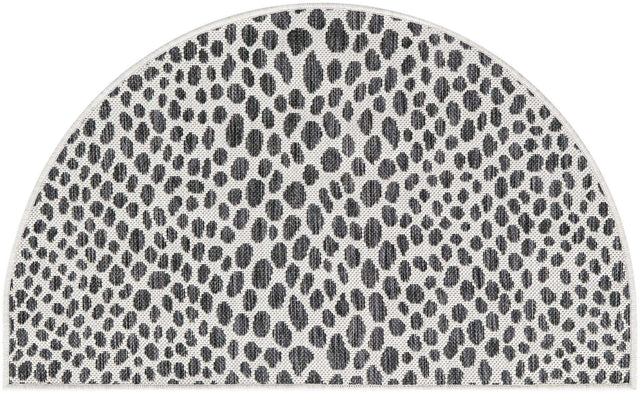 Black 2' 2 x 3' 7 Jill Zarin Outdoor Hearth Half-Round Semicircle Area Rug Weather Resistant for Patio, Deck, Terrace, Balcony, Porch Durable 100% Polypropylene Carpet for Outside for Sale at Rug Engine