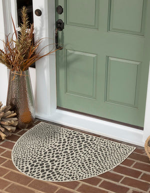 Black 2' 2 x 3' 7 Jill Zarin Outdoor Hearth Half-Round Semicircle Area Rug Weather Resistant for Patio, Deck, Terrace, Balcony, Porch Durable 100% Polypropylene Carpet for Outside for Sale at Rug Engine