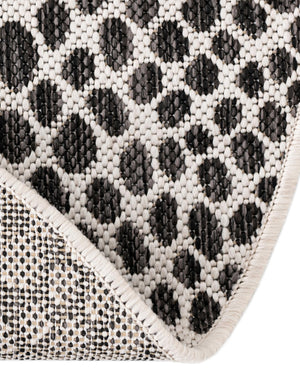 Black 2' 7 x 4' 1 Jill Zarin Outdoor Hearth Half-Round Semicircle Area Rug Weather Resistant for Patio, Deck, Terrace, Balcony, Porch Durable 100% Polypropylene Carpet for Outside for Sale at Rug Engine