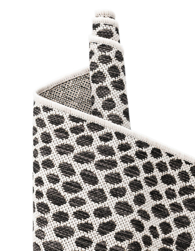 Black 2' 7 x 4' 1 Jill Zarin Outdoor Hearth Half-Round Semicircle Area Rug Weather Resistant for Patio, Deck, Terrace, Balcony, Porch Durable 100% Polypropylene Carpet for Outside for Sale at Rug Engine