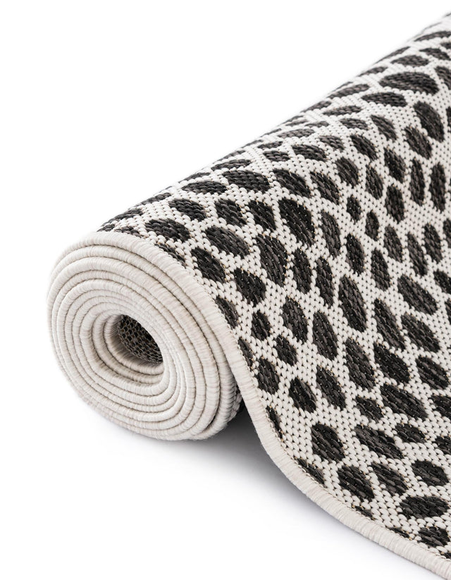 Black 2' 7 x 4' 1 Jill Zarin Outdoor Hearth Half-Round Semicircle Area Rug Weather Resistant for Patio, Deck, Terrace, Balcony, Porch Durable 100% Polypropylene Carpet for Outside for Sale at Rug Engine