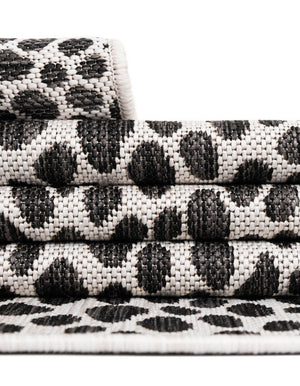 Black 2' 7 x 4' 1 Jill Zarin Outdoor Hearth Half-Round Semicircle Area Rug Weather Resistant for Patio, Deck, Terrace, Balcony, Porch Durable 100% Polypropylene Carpet for Outside for Sale at Rug Engine