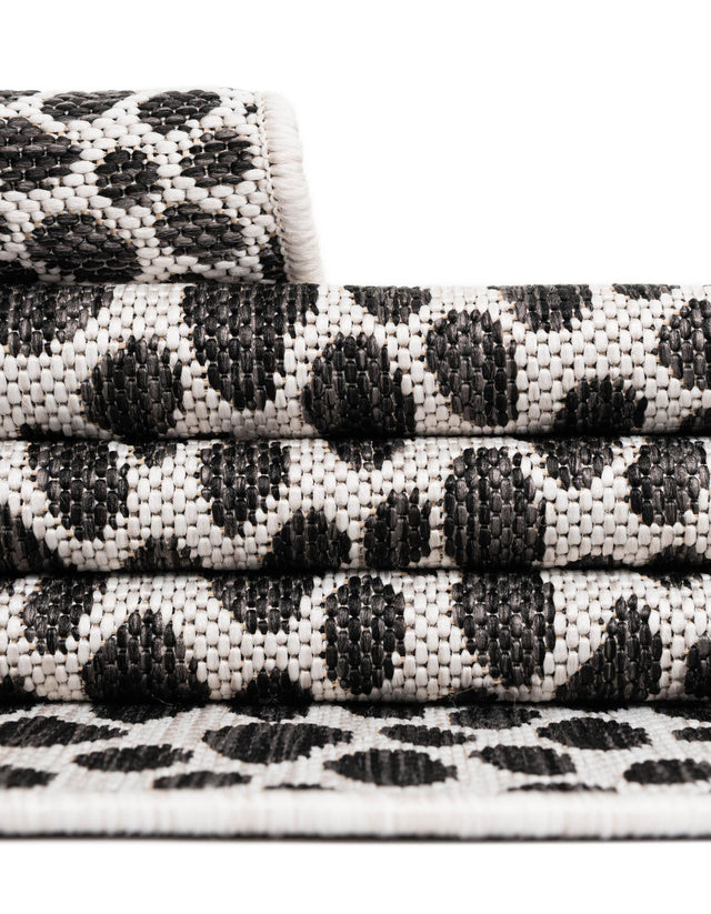 Black 2' 7 x 4' 1 Jill Zarin Outdoor Hearth Half-Round Semicircle Area Rug Weather Resistant for Patio, Deck, Terrace, Balcony, Porch Durable 100% Polypropylene Carpet for Outside for Sale at Rug Engine