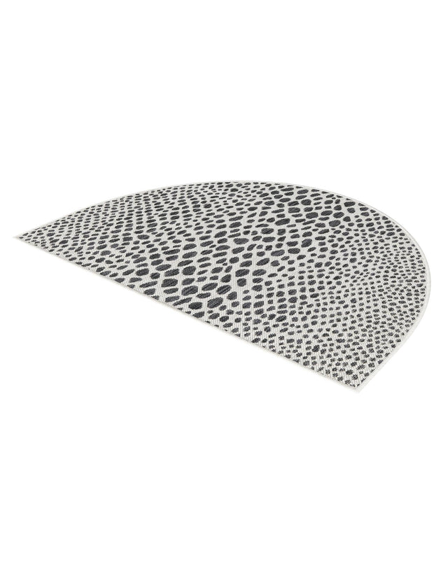 Black 2' 7 x 4' 1 Jill Zarin Outdoor Hearth Half-Round Semicircle Area Rug Weather Resistant for Patio, Deck, Terrace, Balcony, Porch Durable 100% Polypropylene Carpet for Outside for Sale at Rug Engine