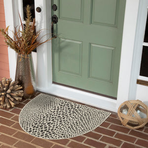 Black 2' 7 x 4' 1 Jill Zarin Outdoor Hearth Half-Round Semicircle Area Rug Weather Resistant for Patio, Deck, Terrace, Balcony, Porch Durable 100% Polypropylene Carpet for Outside for Sale at Rug Engine