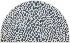 Blue 2' 2 x 3' 7 Jill Zarin Outdoor Hearth Half-Round Semicircle Area Rug Weather Resistant for Patio, Deck, Terrace, Balcony, Porch Durable 100% Polypropylene Carpet for Outside for Sale at Rug Engine