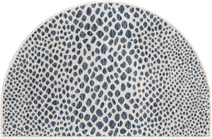 Blue 2' 7 x 4' 1 Jill Zarin Outdoor Hearth Half-Round Semicircle Area Rug Weather Resistant for Patio, Deck, Terrace, Balcony, Porch Durable 100% Polypropylene Carpet for Outside for Sale at Rug Engine