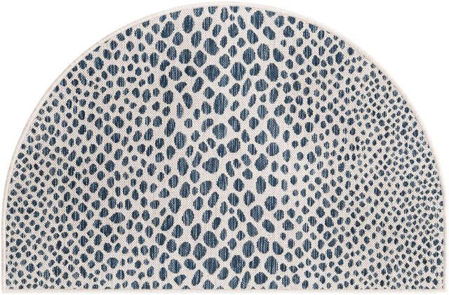 Blue 2' 7 x 4' 1 Jill Zarin Outdoor Hearth Half-Round Semicircle Area Rug Weather Resistant for Patio, Deck, Terrace, Balcony, Porch Durable 100% Polypropylene Carpet for Outside for Sale at Rug Engine
