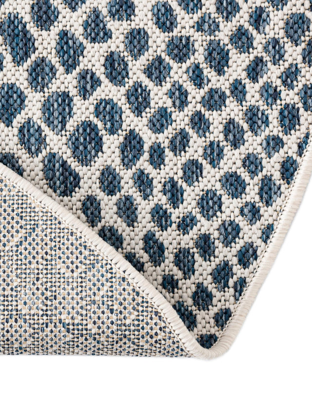 Blue 2' 2 x 3' 7 Jill Zarin Outdoor Hearth Half-Round Semicircle Area Rug Weather Resistant for Patio, Deck, Terrace, Balcony, Porch Durable 100% Polypropylene Carpet for Outside for Sale at Rug Engine