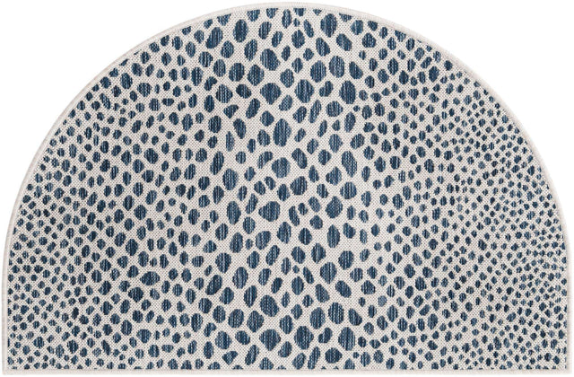 Blue 3' 1 x 6' 1 Jill Zarin Outdoor Hearth Half-Round Semicircle Area Rug Weather Resistant for Patio, Deck, Terrace, Balcony, Porch Durable 100% Polypropylene Carpet for Outside for Sale at Rug Engine
