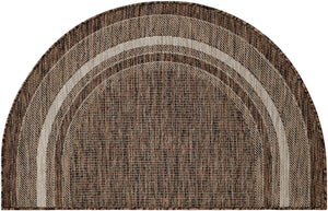 Brown 2' 7 x 4' 1 Outdoor Border Hearth Half-Round Semicircle Area Rug Weather Resistant for Patio, Deck, Terrace, Balcony, Porch 100% Polypropylene Classic Bordered Carpet for Sale at Rug Engine