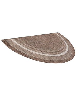 Brown 3' 1 x 6' 1 Outdoor Border Hearth Half-Round Semicircle Area Rug Weather Resistant for Patio, Deck, Terrace, Balcony, Porch 100% Polypropylene Classic Bordered Carpet for Sale at Rug Engine