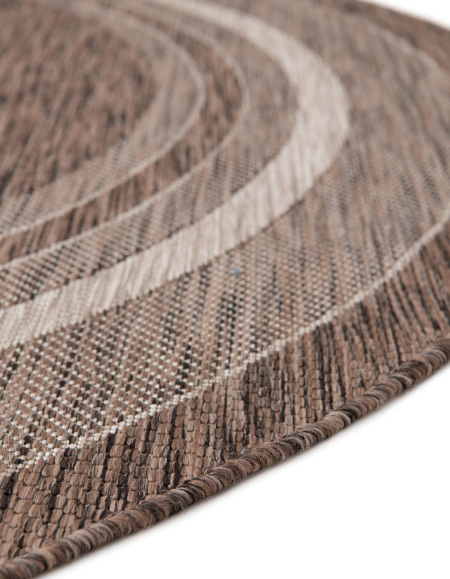 Brown 3' 1 x 6' 1 Outdoor Border Hearth Half-Round Semicircle Area Rug Weather Resistant for Patio, Deck, Terrace, Balcony, Porch 100% Polypropylene Classic Bordered Carpet for Sale at Rug Engine