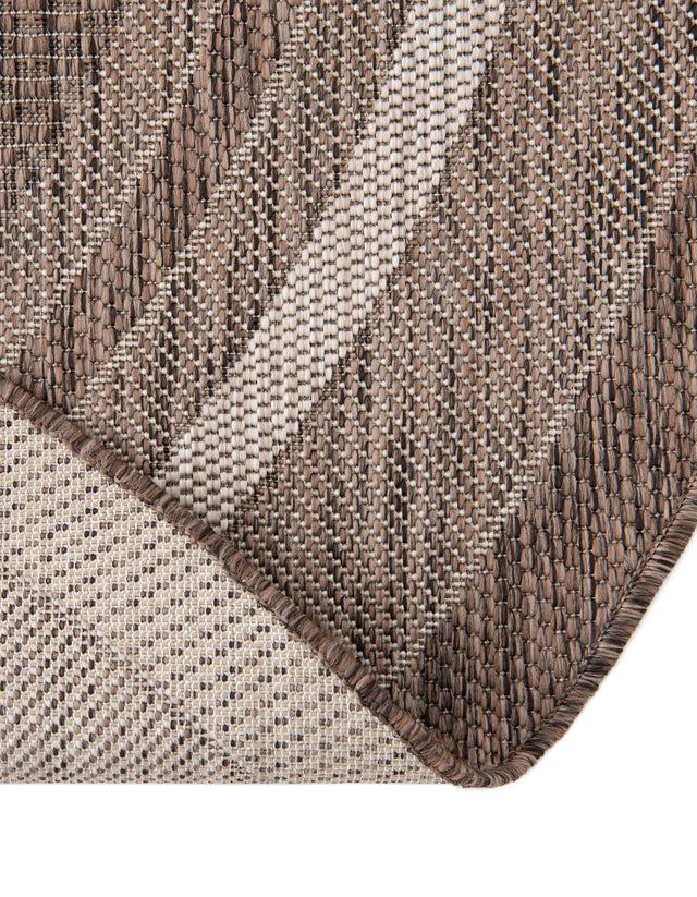 Brown 3' 1 x 6' 1 Outdoor Border Hearth Half-Round Semicircle Area Rug Weather Resistant for Patio, Deck, Terrace, Balcony, Porch 100% Polypropylene Classic Bordered Carpet for Sale at Rug Engine