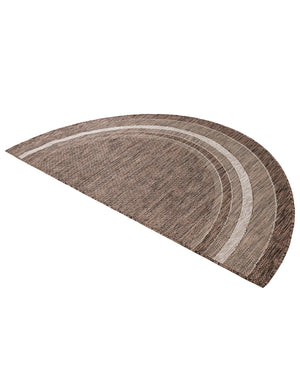 Brown 3' 1 x 6' 1 Outdoor Border Hearth Half-Round Semicircle Area Rug Weather Resistant for Patio, Deck, Terrace, Balcony, Porch 100% Polypropylene Classic Bordered Carpet for Sale at Rug Engine