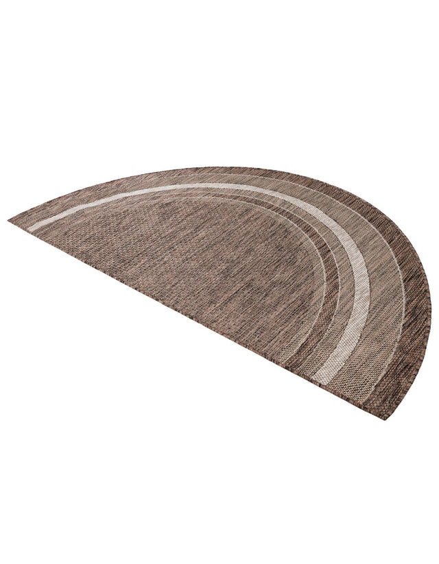 Brown 3' 1 x 6' 1 Outdoor Border Hearth Half-Round Semicircle Area Rug Weather Resistant for Patio, Deck, Terrace, Balcony, Porch 100% Polypropylene Classic Bordered Carpet for Sale at Rug Engine