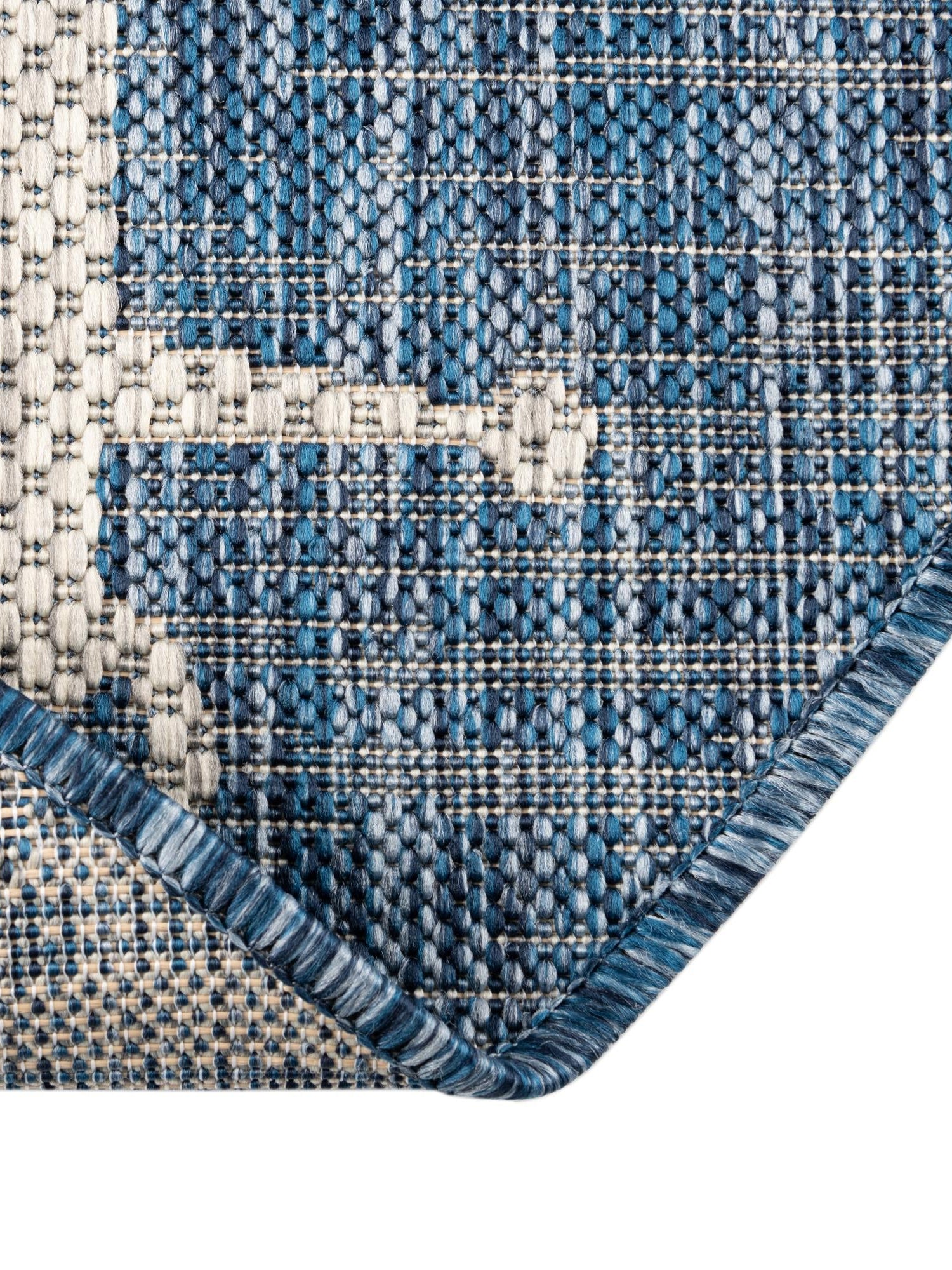 Blue 3' 1 x 6' 1 Outdoor Coastal Hearth Half-Round Semicircle Area Rug Weather Resistant for Patio, Deck, Terrace, Balcony, Porch 100% Polypropylene Coastal Decor Carpet for Sale at Rug Engine
