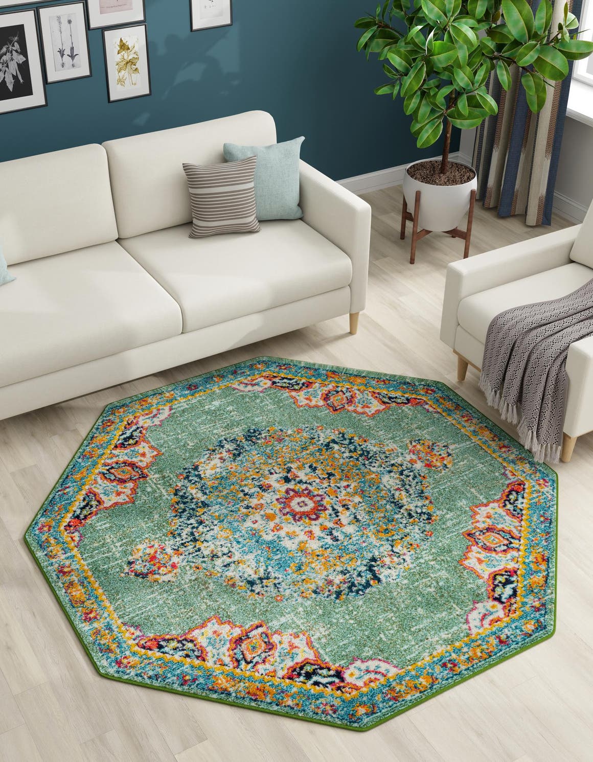 Green 7' 10 x 7' 10 Penrose Octagon Area Rug