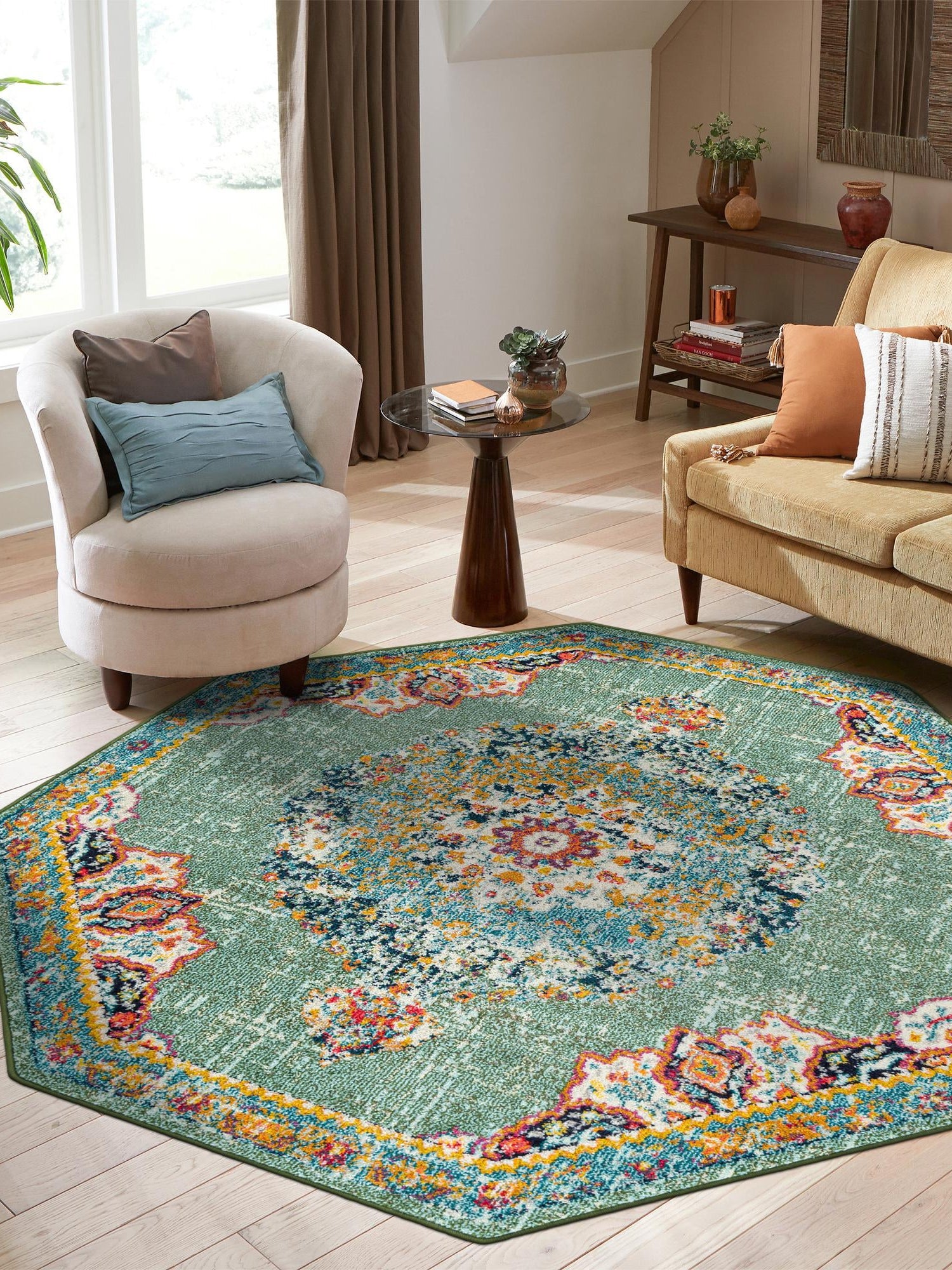 Green 6' 1 x 6' 1 Penrose Octagon Area Rug