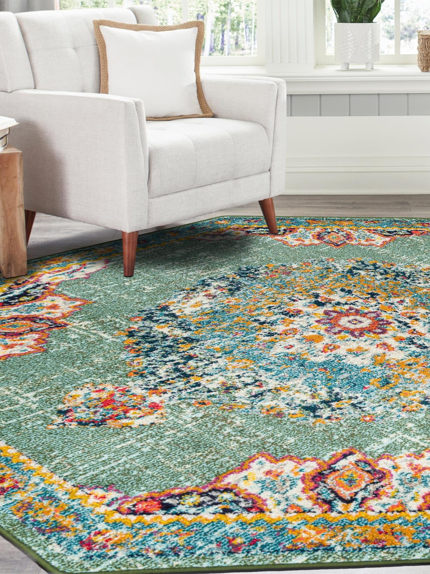 Green 6' 1 x 6' 1 Penrose Octagon Area Rug