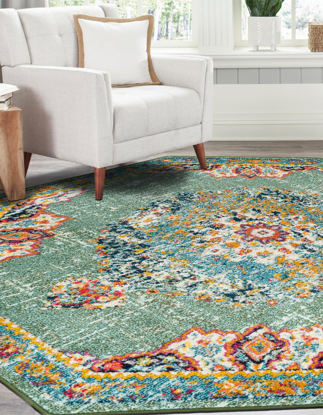 Green 6' 1 x 6' 1 Penrose Octagon Area Rug