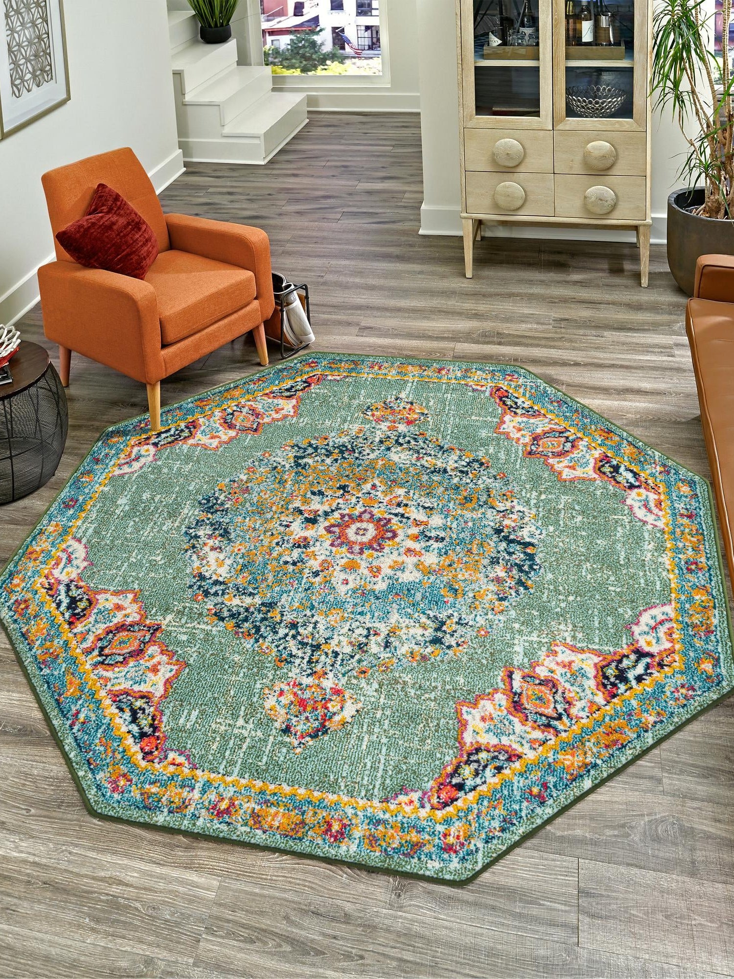 Green 6' 1 x 6' 1 Penrose Octagon Area Rug