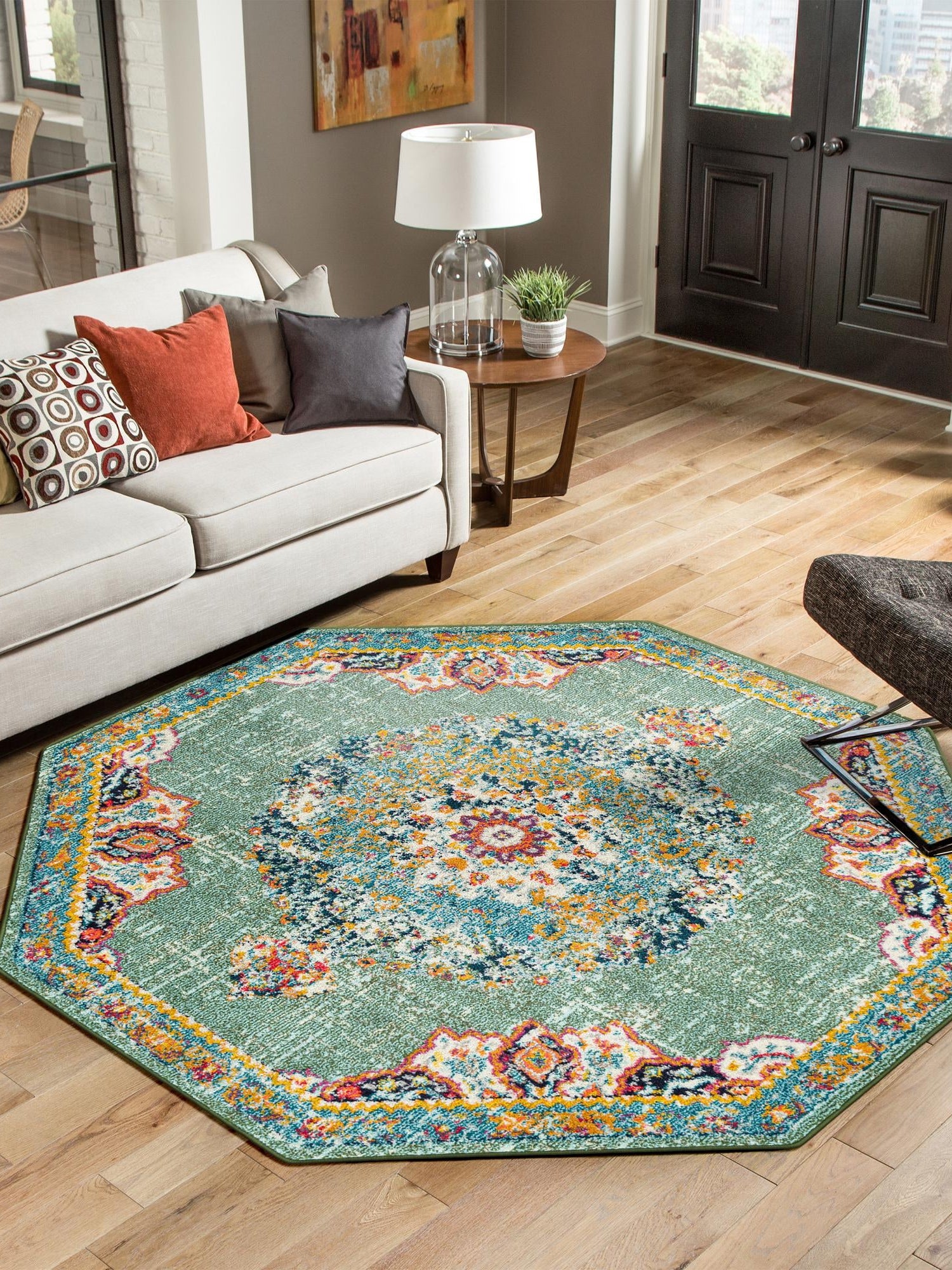 Green 6' 1 x 6' 1 Penrose Octagon Area Rug